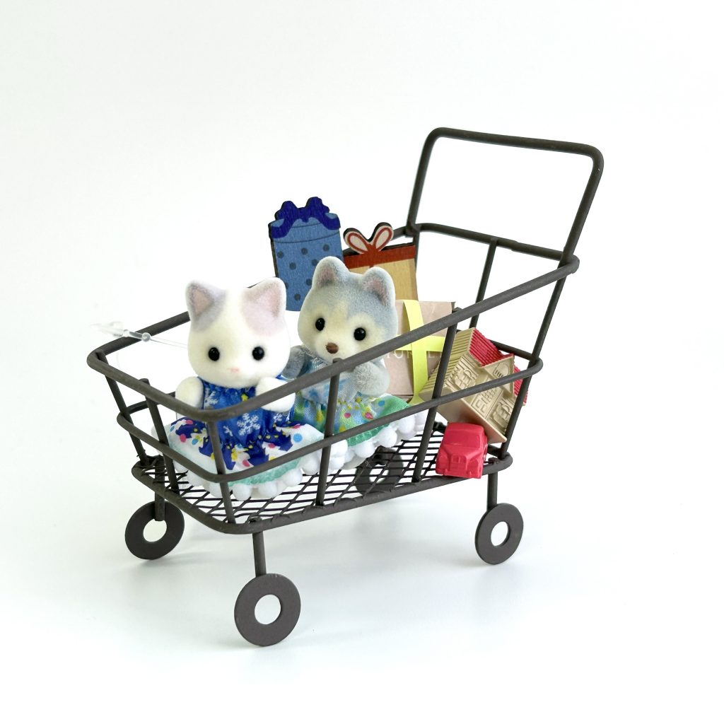 Iron Miniature Cart Brown Natural Kitchen