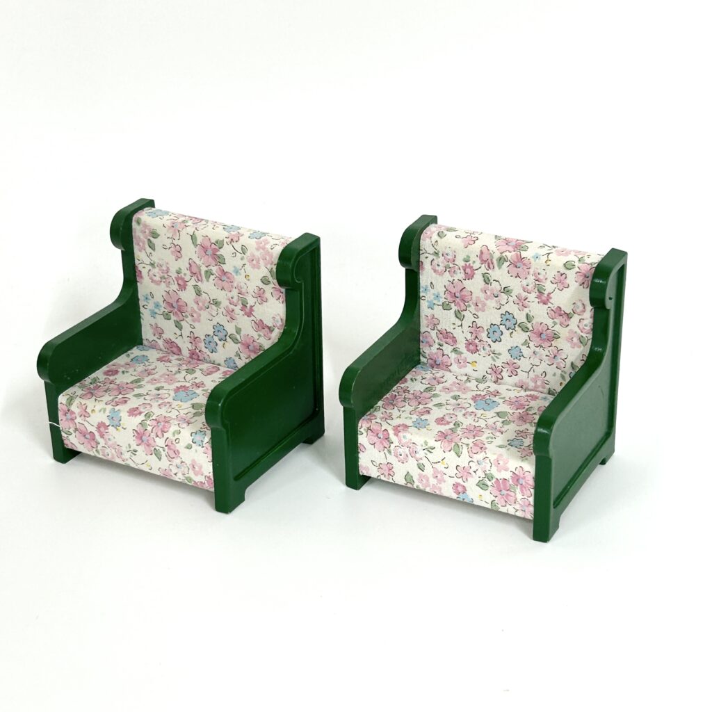 [used] Vintage Green Armchair Set 1985 KA-09 Sylvanian Families Calico Critters