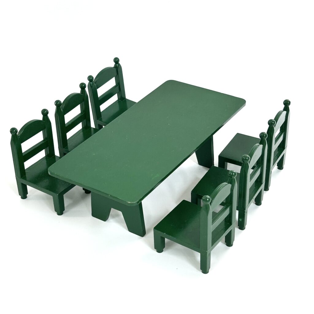 [used] Vintage Green Family Table Chairs 1986 KA-27 Sylvanian Families Calico Critters
