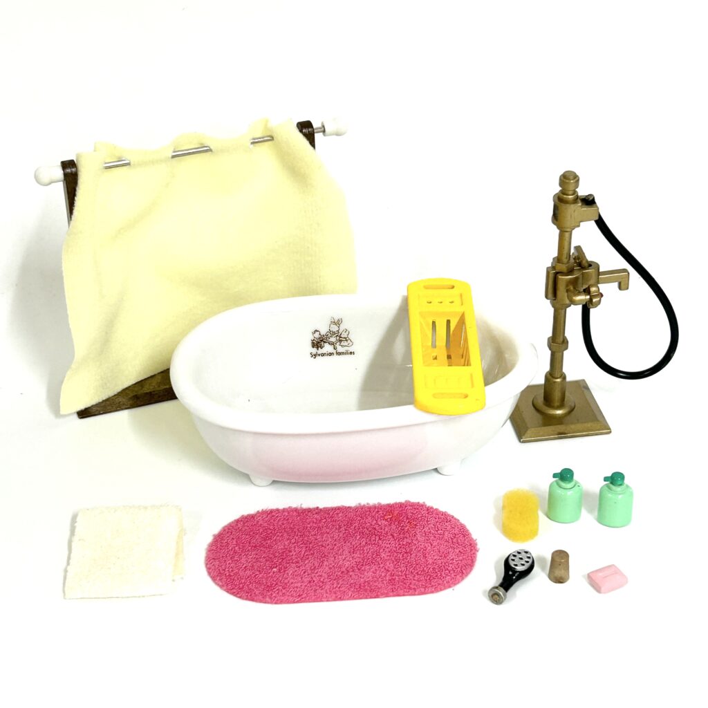 [used] Vintage Bath and Shower Set 1994 KA-66 Sylvanian Families Calico Critters