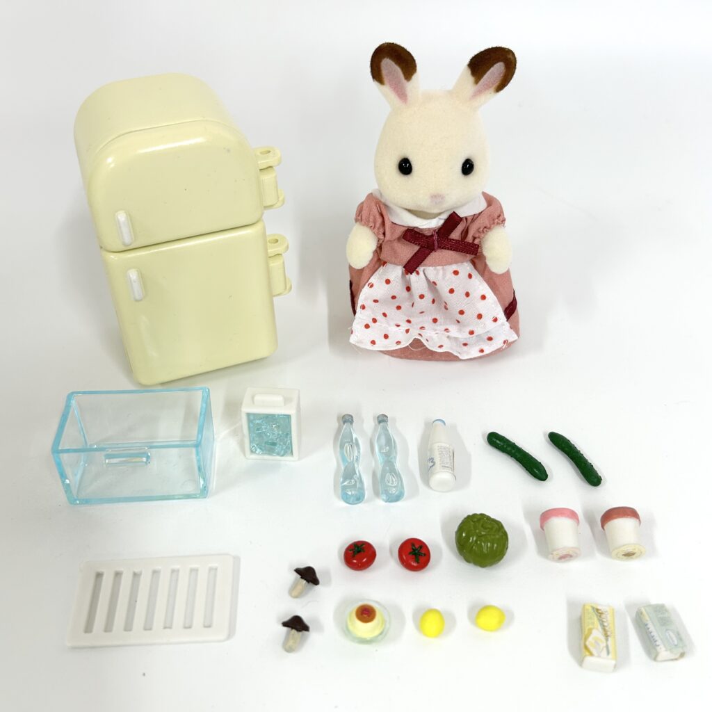 [used] Chocolate Rabbit Mother And Fridge Set DF-08 Sylvanian Families Calico Critters