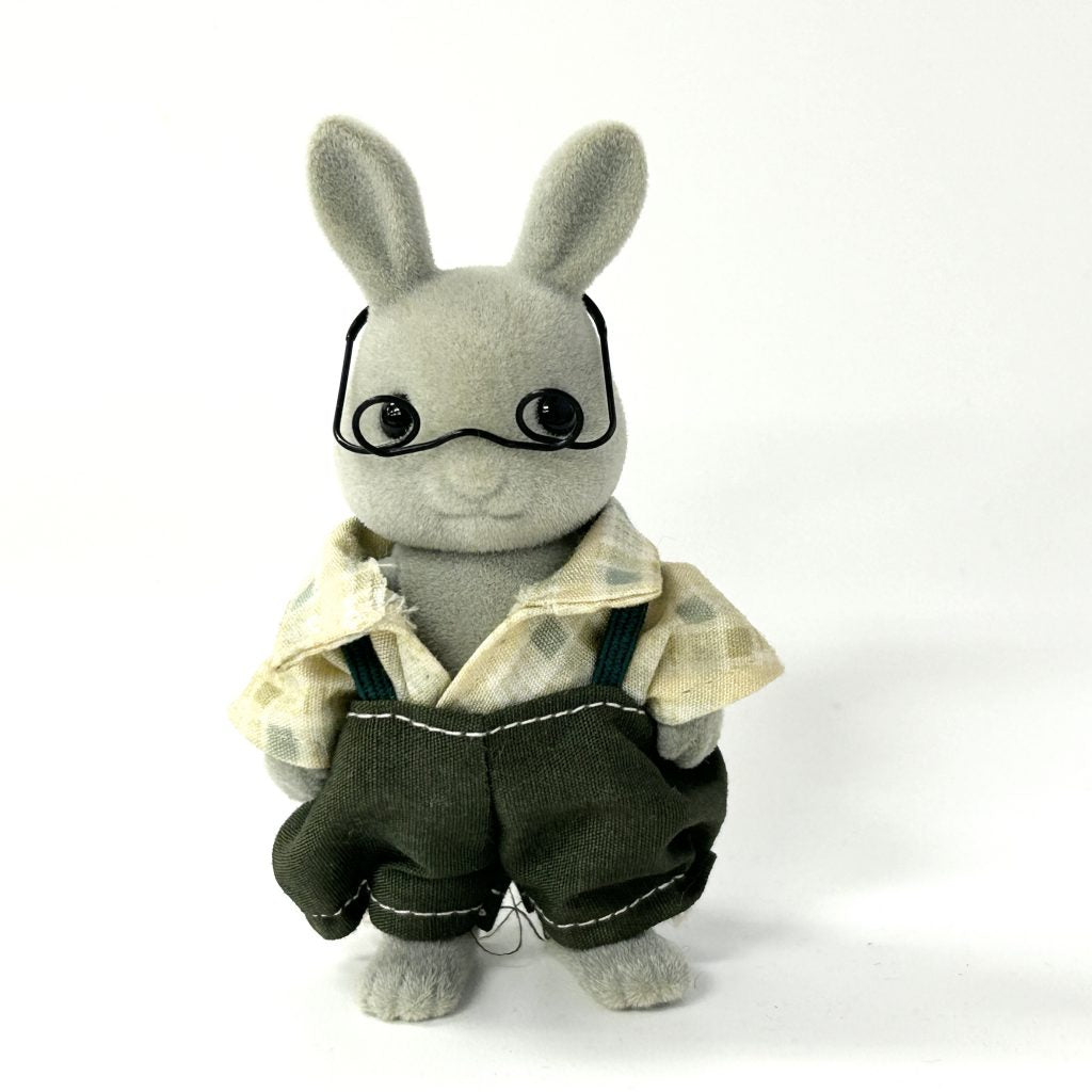[used] Vintage Gray Rabbit Grandfather 1985 Sylvanian Families Calico Critters