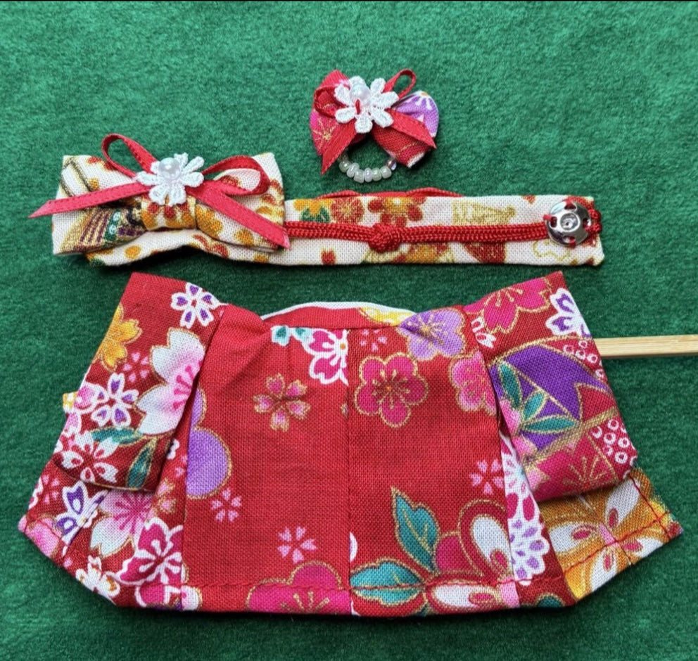 Handmade Kimono for Big Sister Red Floral Handmade