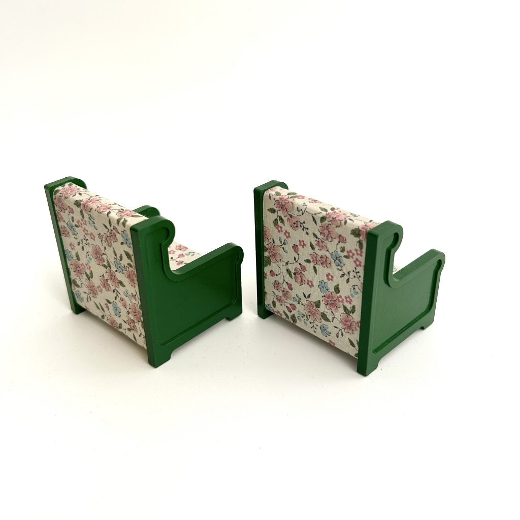 [used] Vintage Green Armchair Set 1985 KA-09 Sylvanian Families Calico Critters