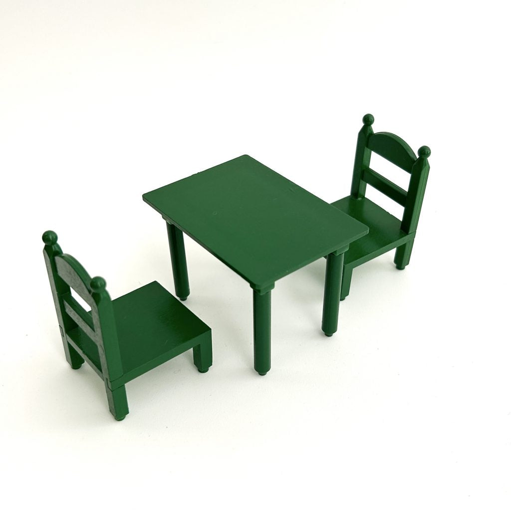 [used] Vintage Green Rectangular Table Set 1985 Sylvanian Families Calico Critters