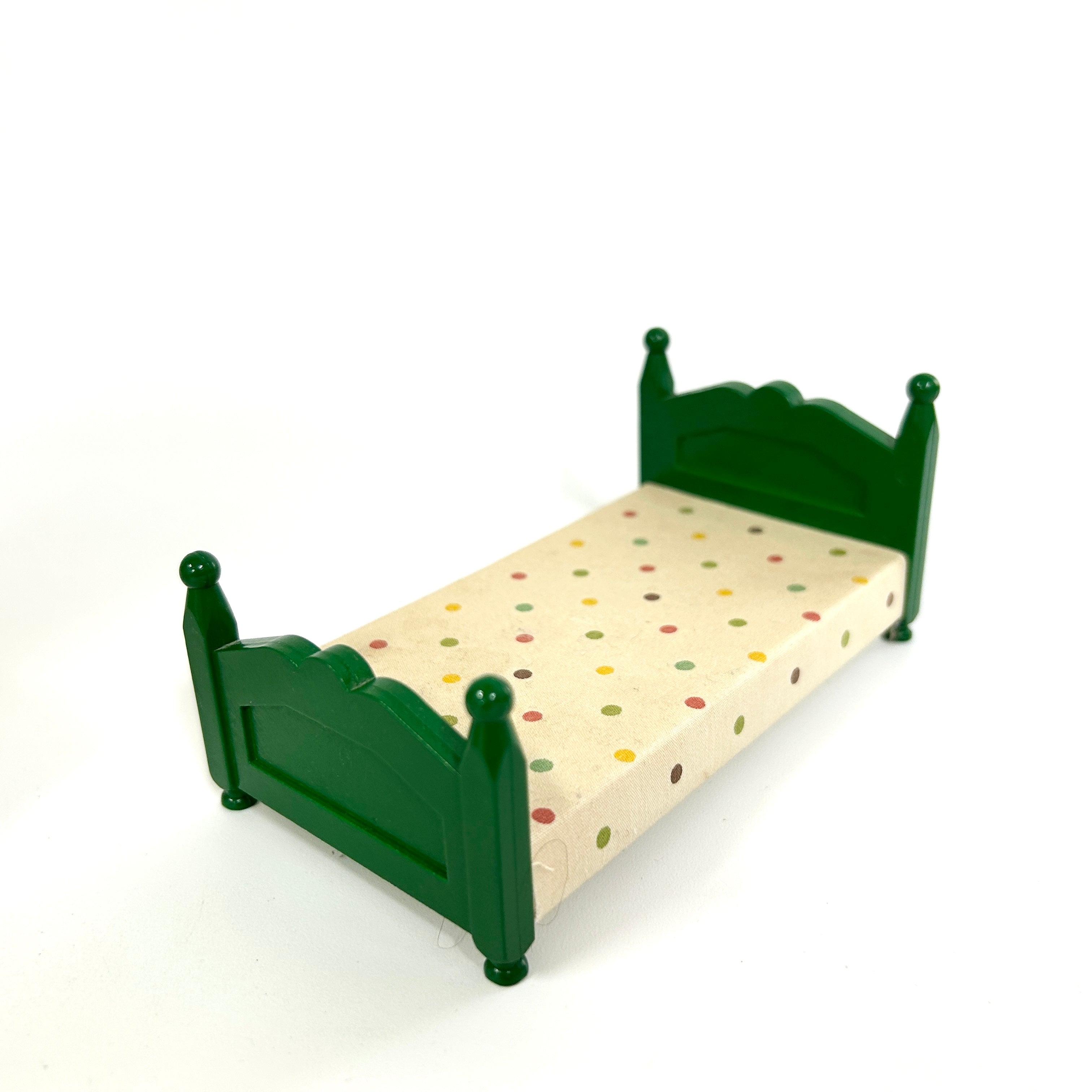 [used] Green Bed (L) Polka Dots White KA-07 Sylvanian Families Calico Critters