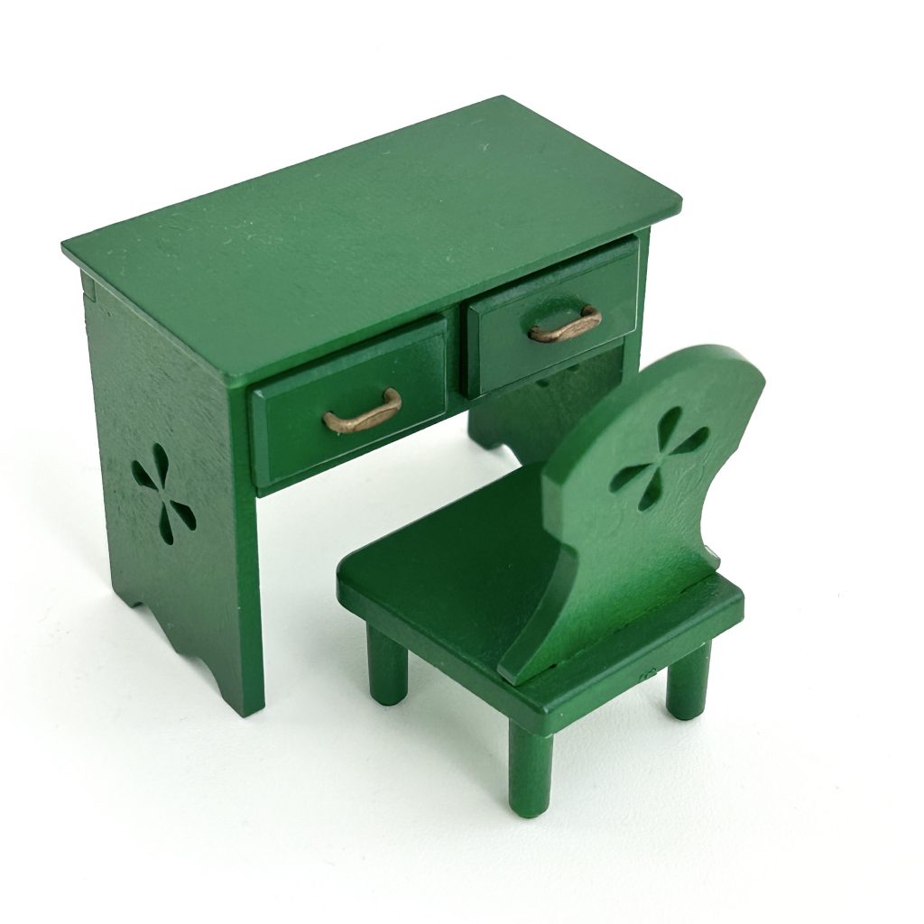 [used] Vintage Green Table Chair Set 1985 KA-20 Sylvanian Families Calico Critters