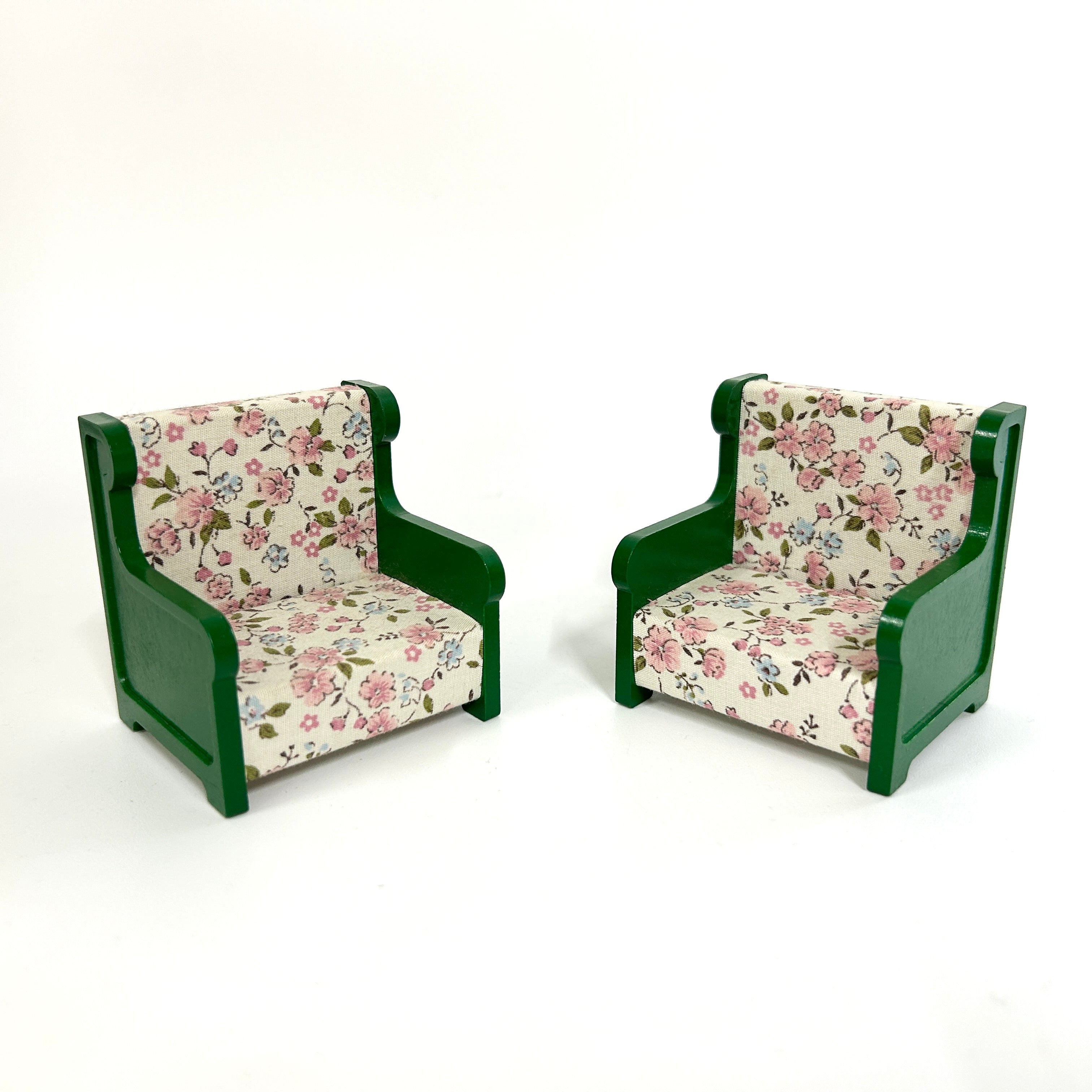 [used] Vintage Green Armchair Set 1985 KA-09 Sylvanian Families Calico Critters