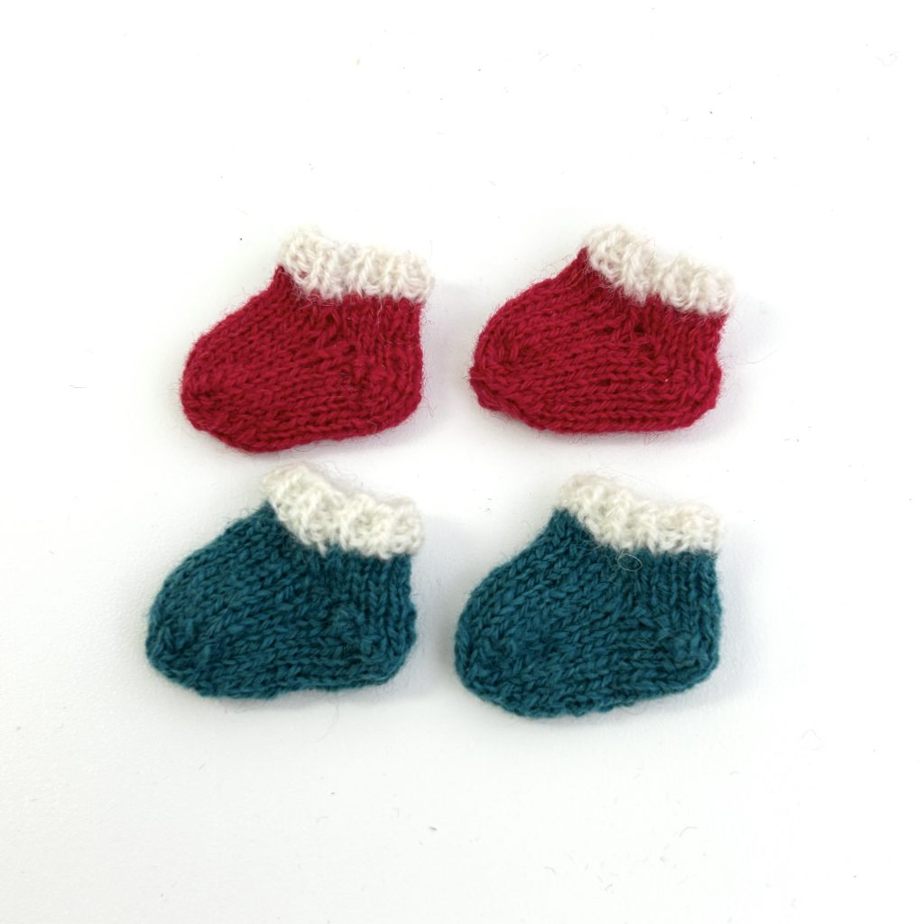 Hand-knitted Socks 2-Pair Set Red Green Handmade