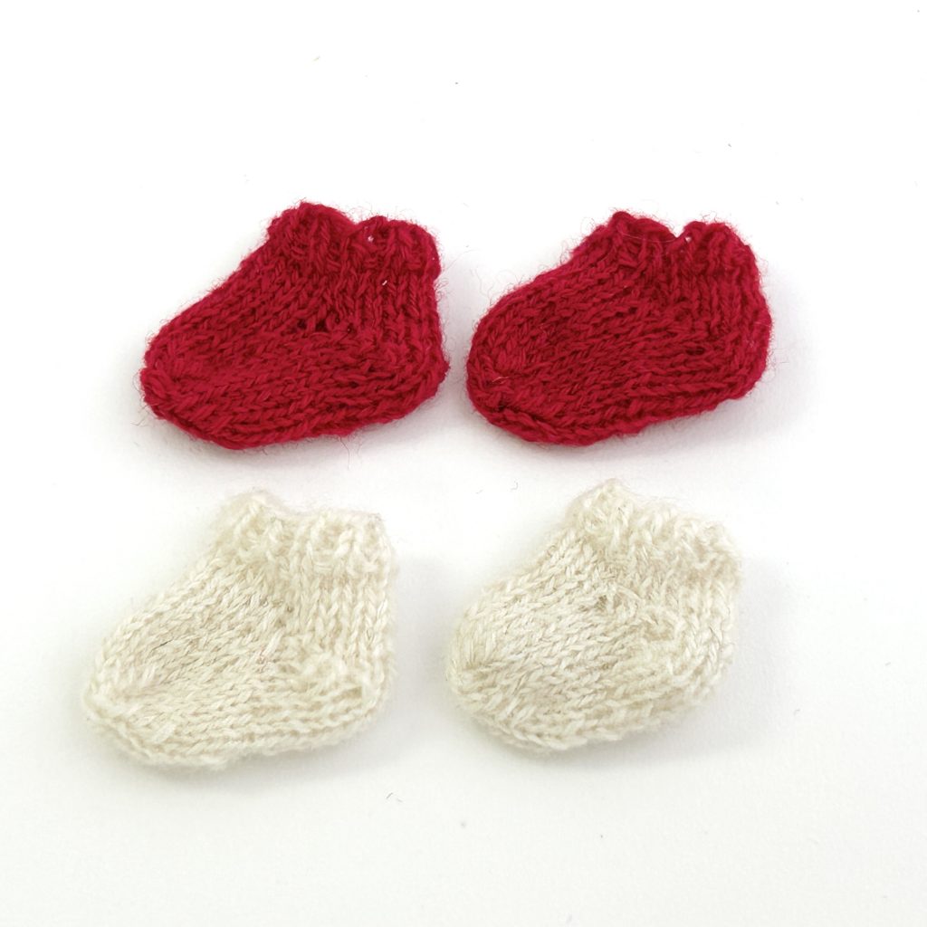 Hand-knitted Socks 2-Pair Set Red White Handmade