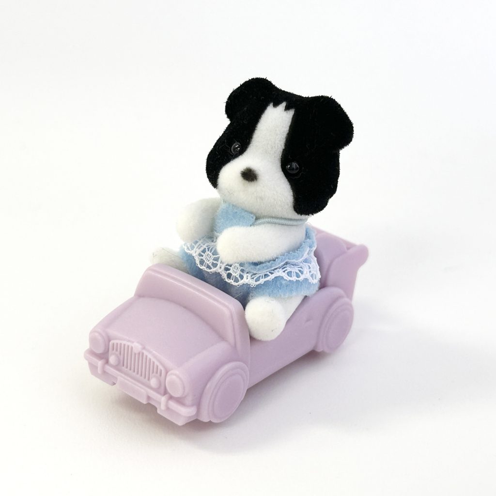 [used] Baby Border Collie and Push Along Car Set Sylvanian Families Calico Critters