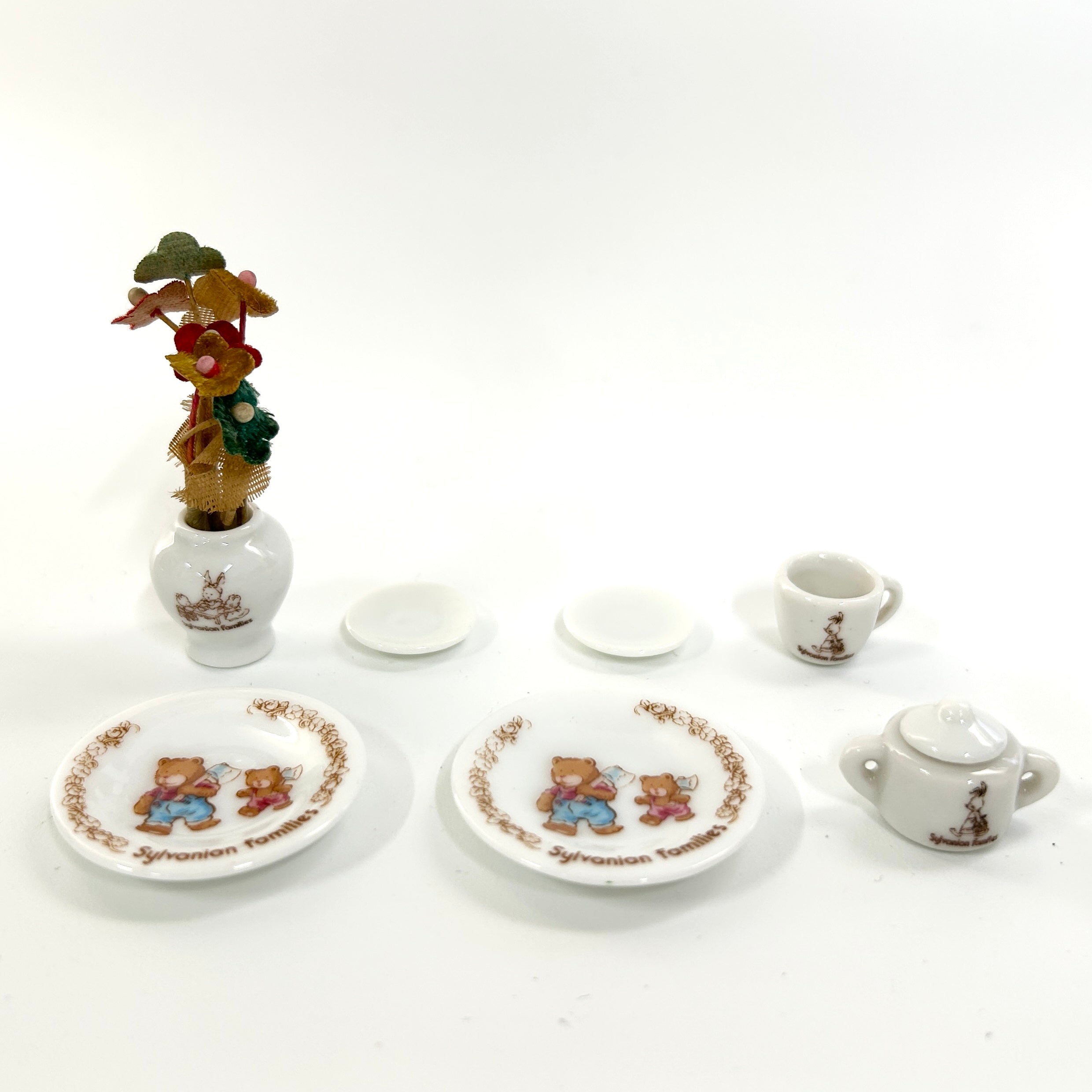 [used] Vintage Ceramic Tableware Vase Set Sylvanian Families Calico Critters