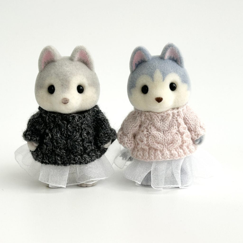 Ensemble de pull fait main gris rose fait main