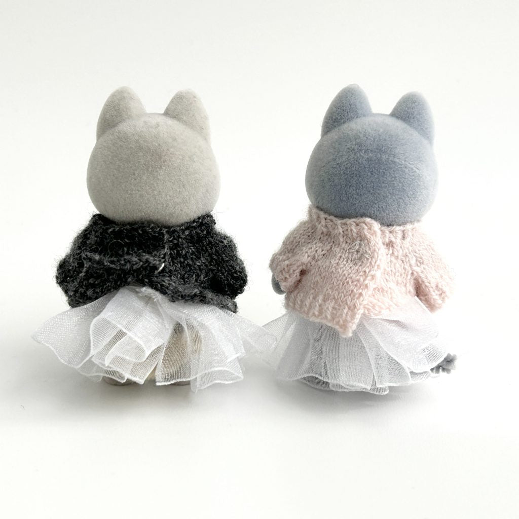 Ensemble de pull fait main gris rose fait main