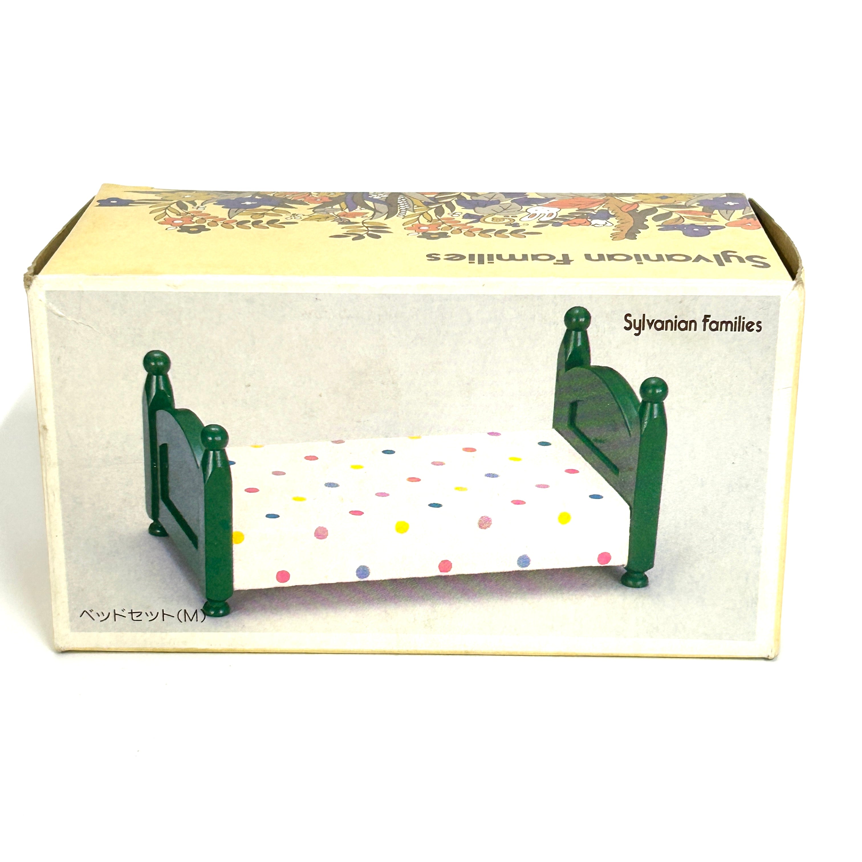 [used] Green Bed (M) Polka Dots Pink KA-08 Sylvanian Families Calico Critters