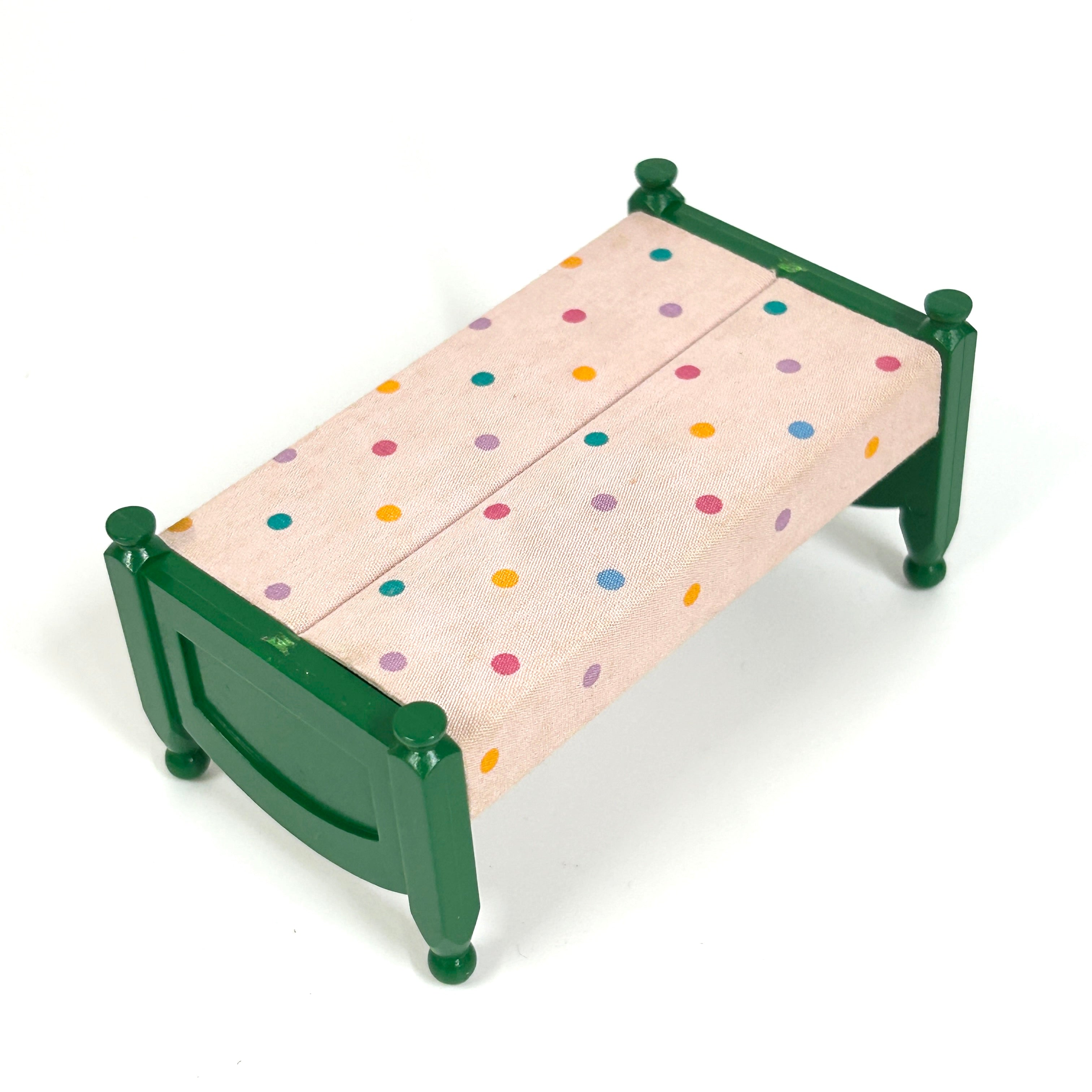 [used] Green Bed (M) Polka Dots Pink KA-08 Sylvanian Families Calico Critters