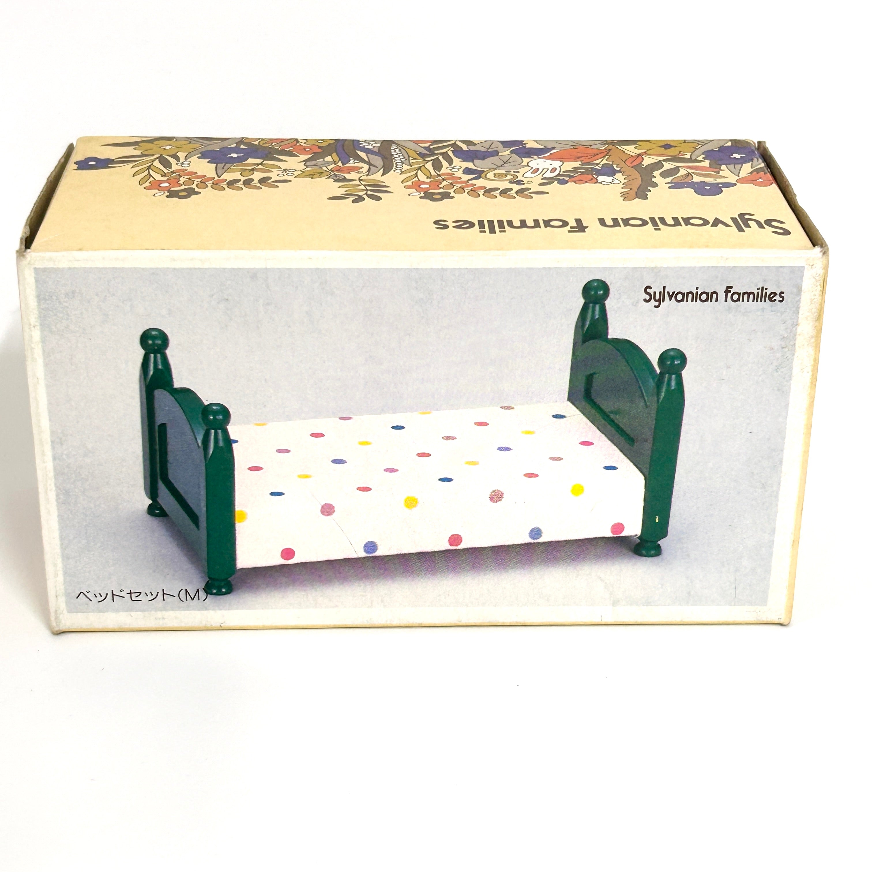 [used] Green Bed (M) Polka Dots Pink KA-08 Sylvanian Families Calico Critters