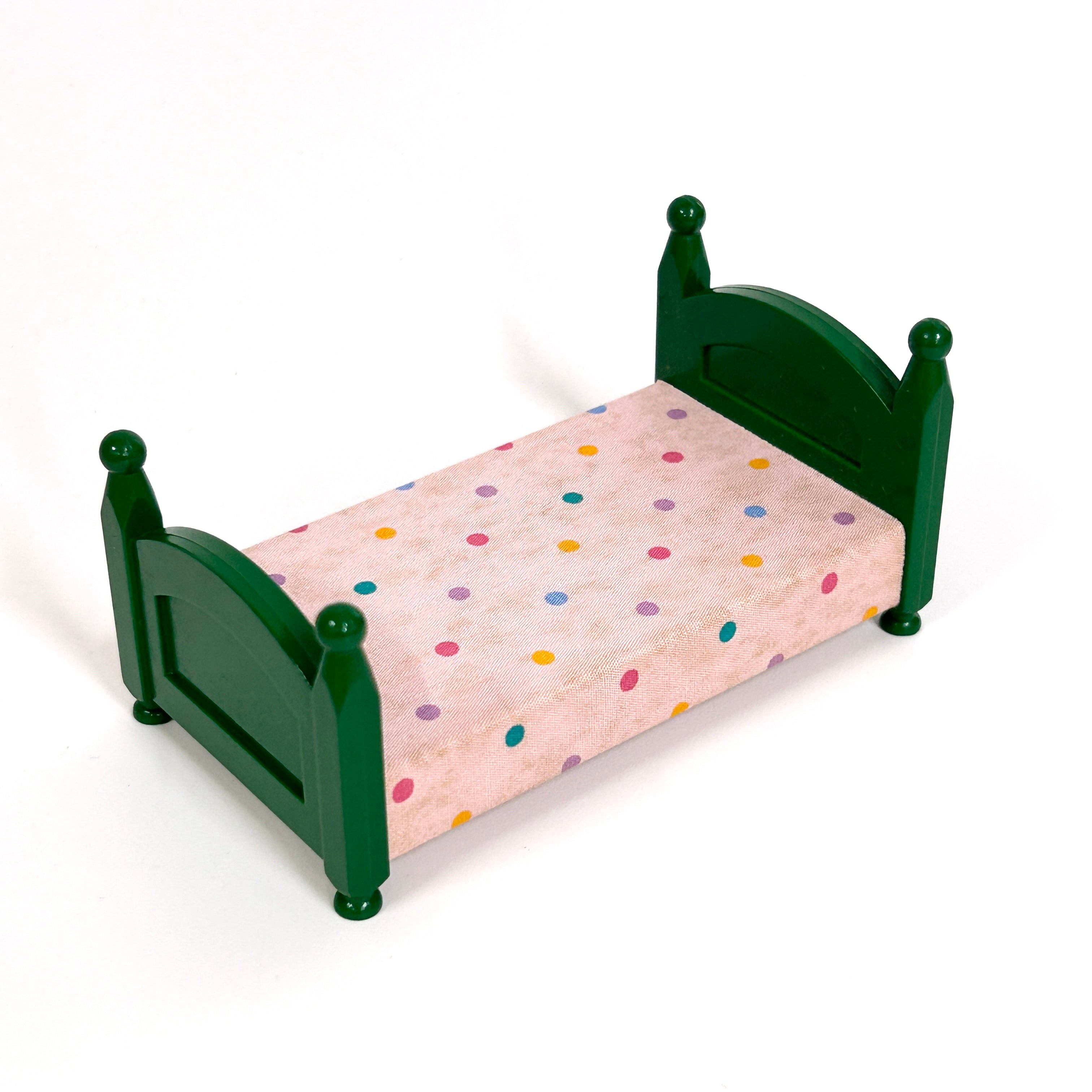 [used] Green Bed (M) Polka Dots Pink KA-08 Sylvanian Families Calico Critters