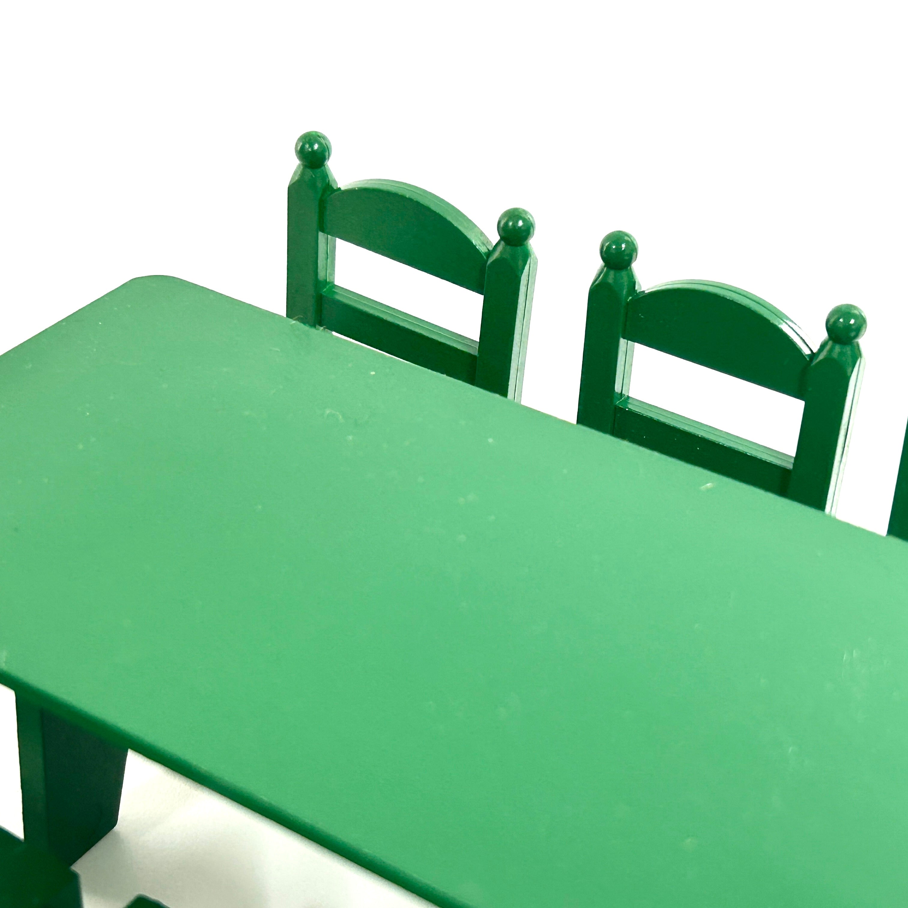 [used] Vintage Green Family Table Chairs 1986 KA-27 Sylvanian Families Calico Critters