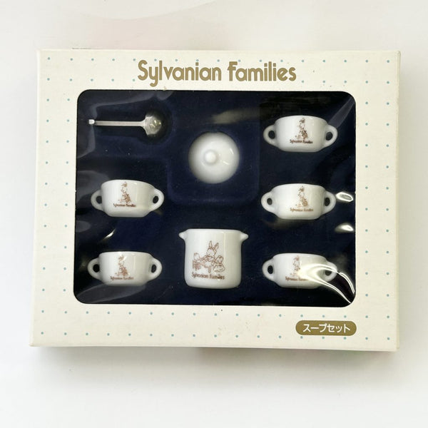 [Used] SOUP SET White Pottery KA-38 1986 Epoch Japan Sylvanian Families