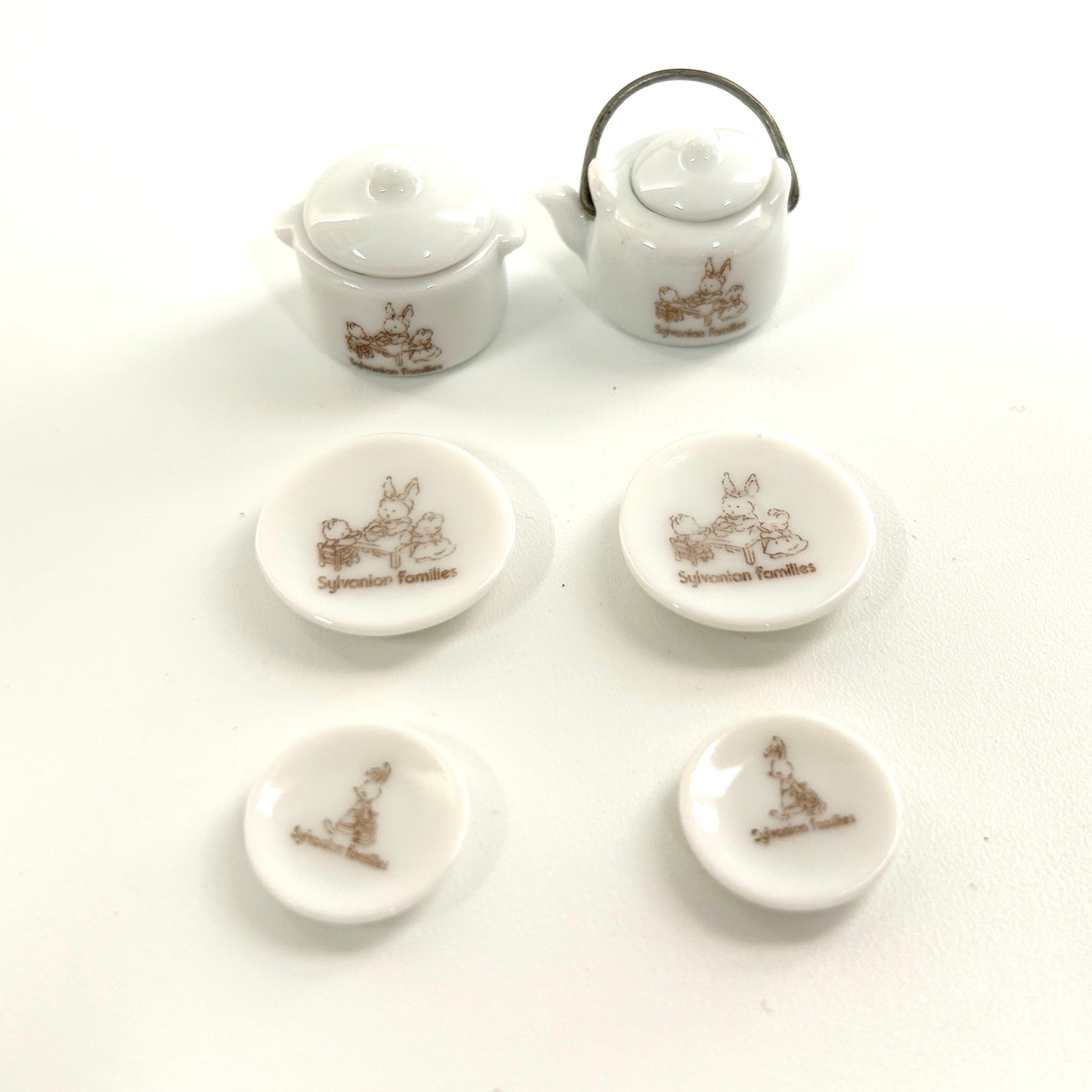 [used] Vintage Ceramic Kitchenware Set 1985 KA-17 Sylvanian Families Calico Critters