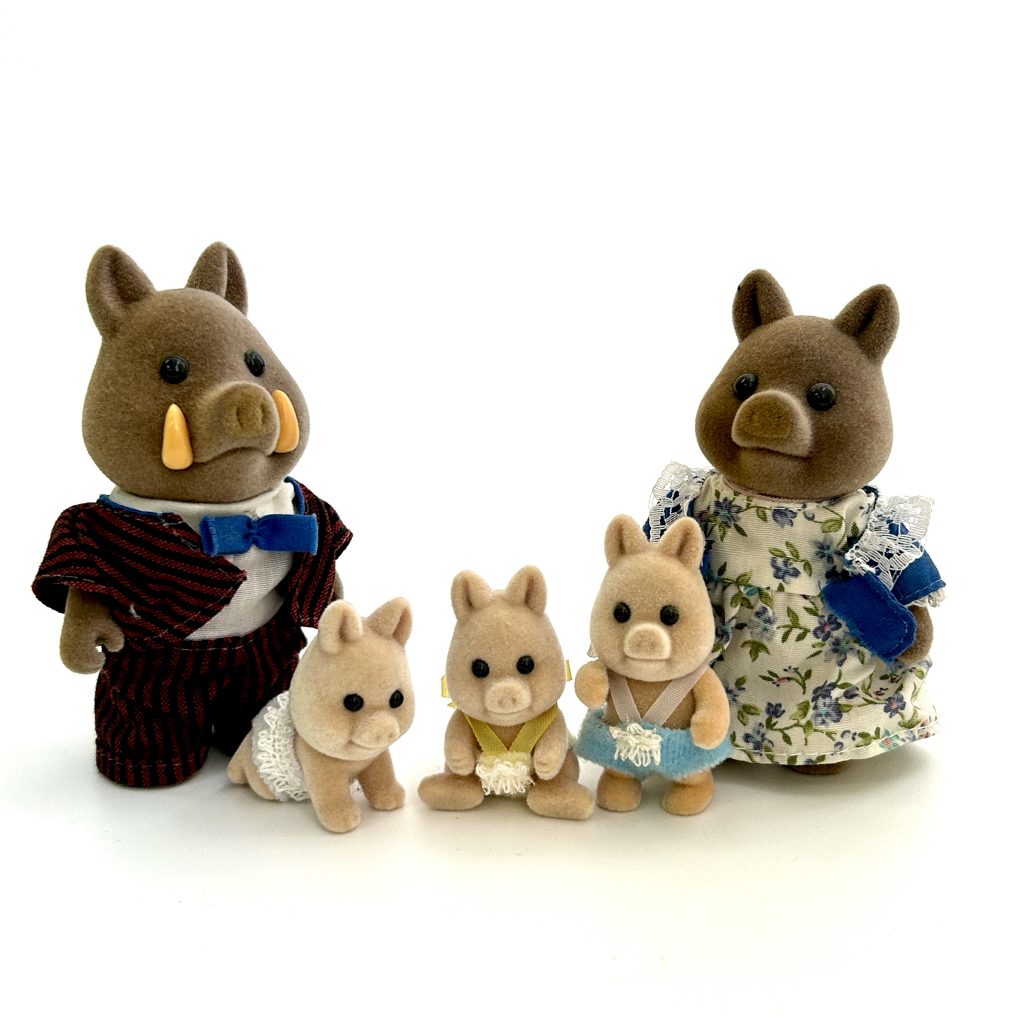 [used] Vintage Truffle Wild Boar Family 1999 4074 Sylvanian Families Calico Critters