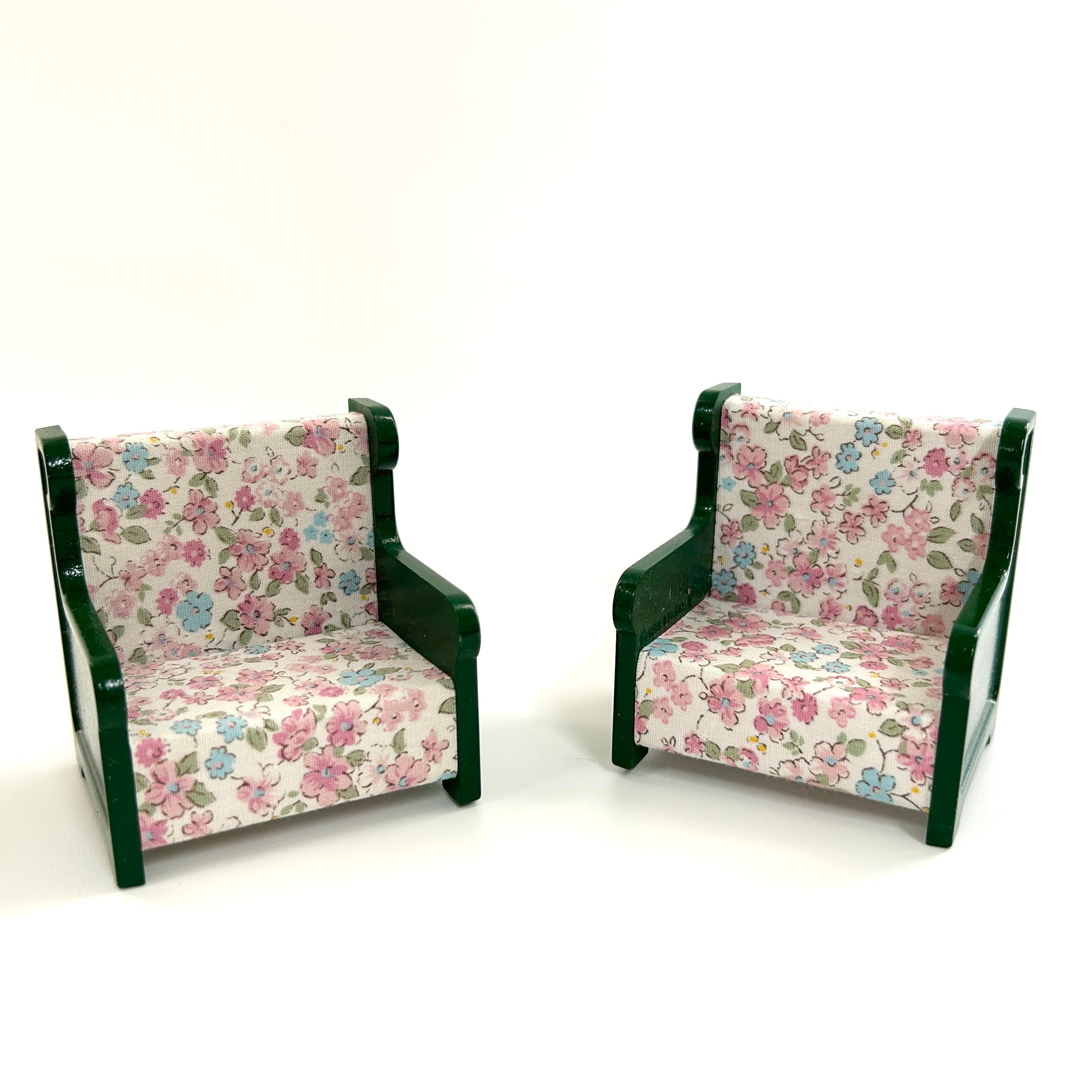 [used] Vintage Green Armchair Set 1985 KA-09 Sylvanian Families Calico Critters