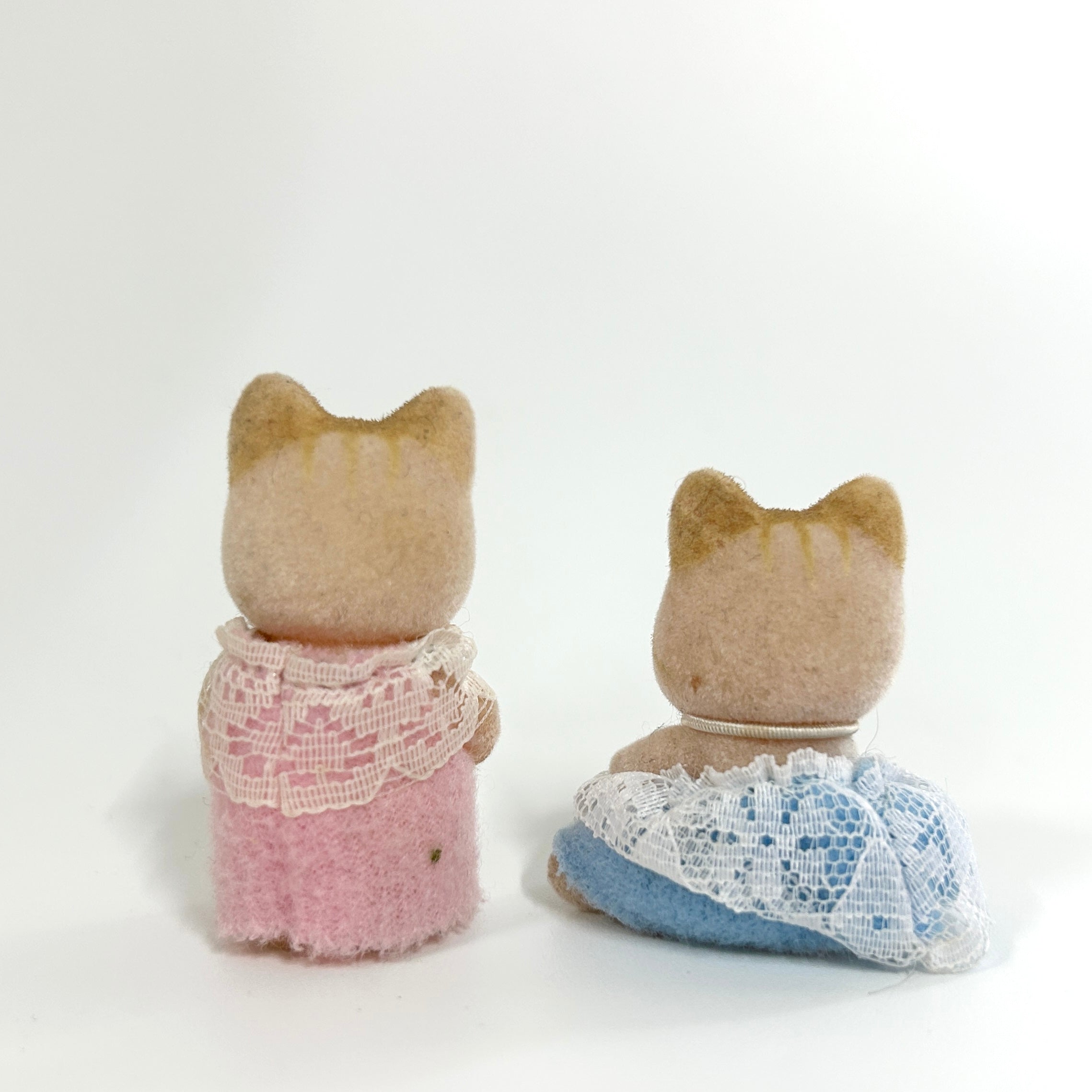 [used] Pink Striped Cat Baby Twins Fan Club 2000 Sylvanian Families Calico Critters
