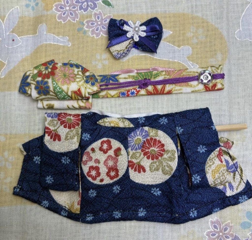 Handmade Kimono for Mother Navy Handmade