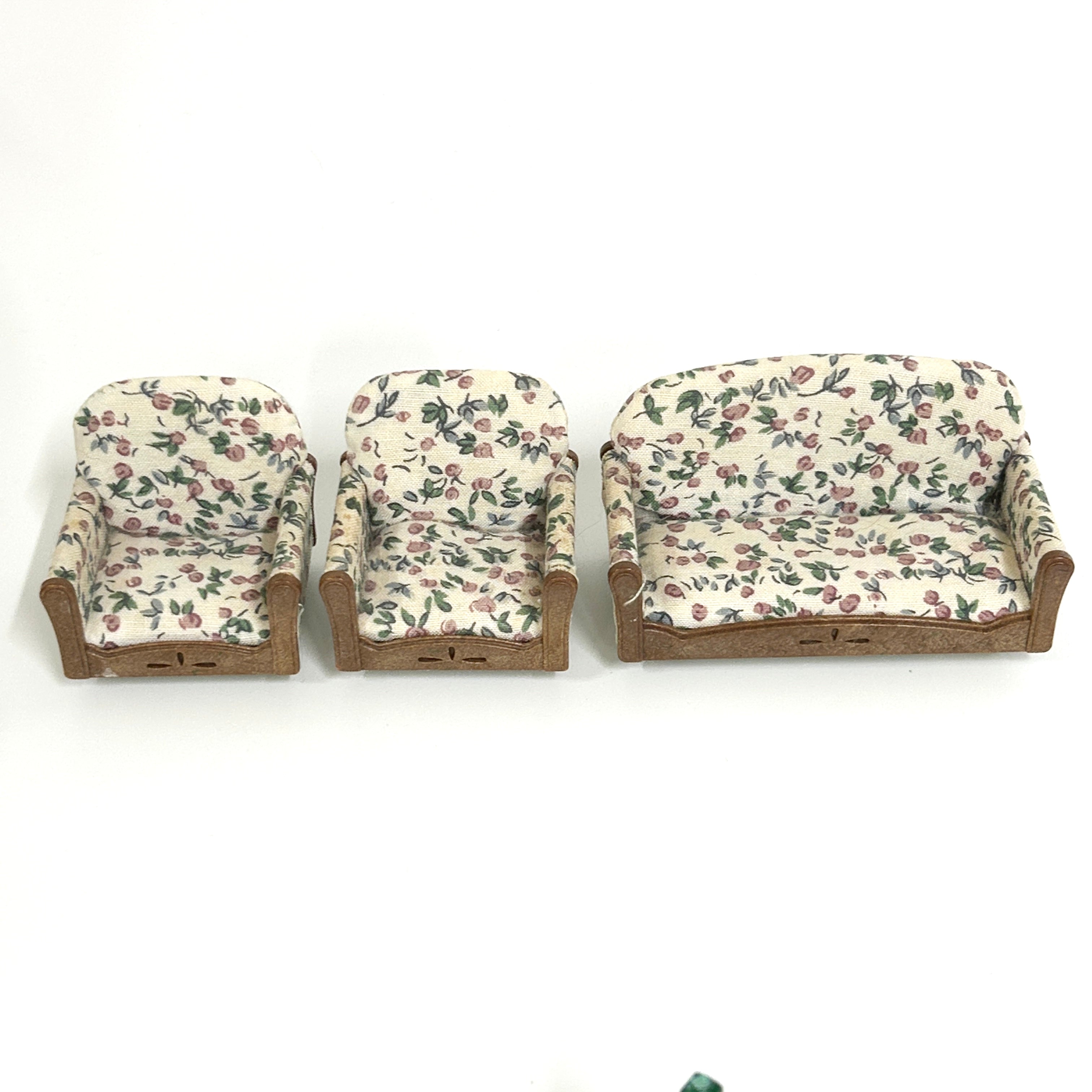 [used] Vintage Sofa Armchair Set 1998 Sylvanian Families Calico Critters