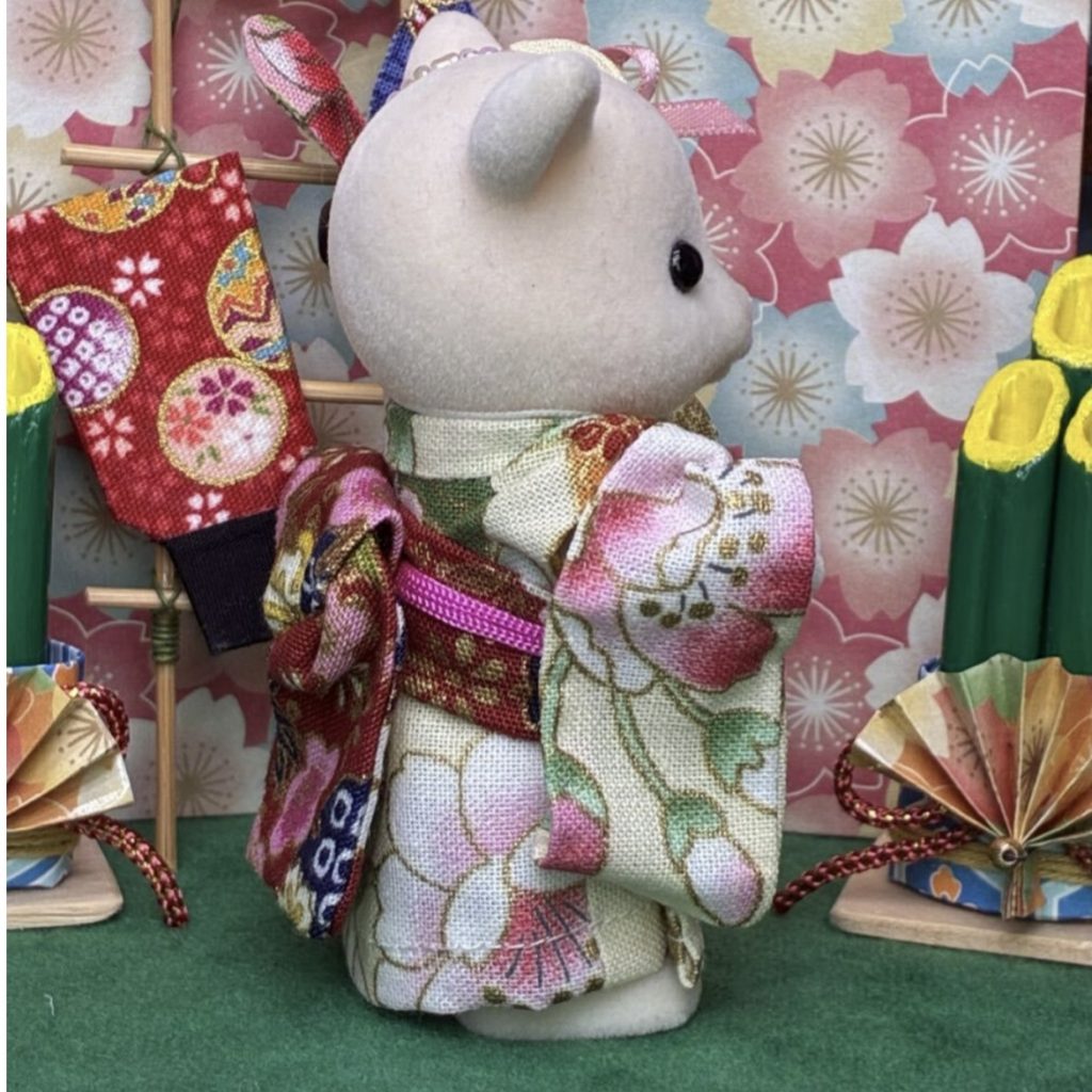 Handmade Kimono for Mother Pale Yellow darari-obi Handmade