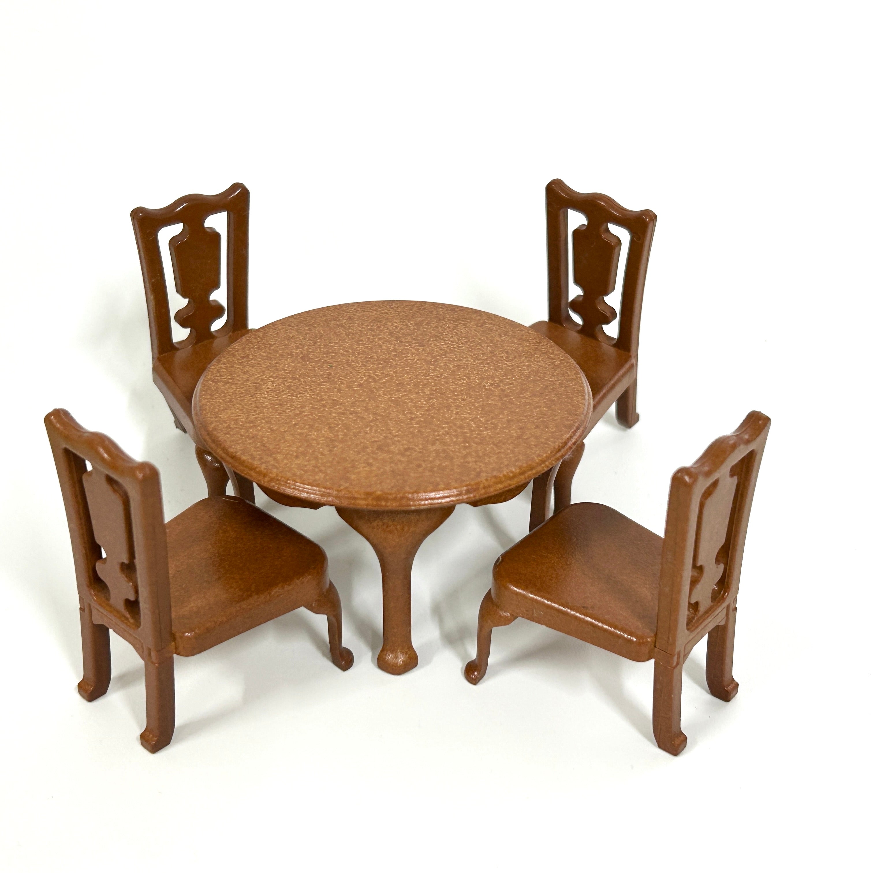 [used] Vintage Urban Life Brown Round Table Set 1987 A-01 Sylvanian Families Calico Critters