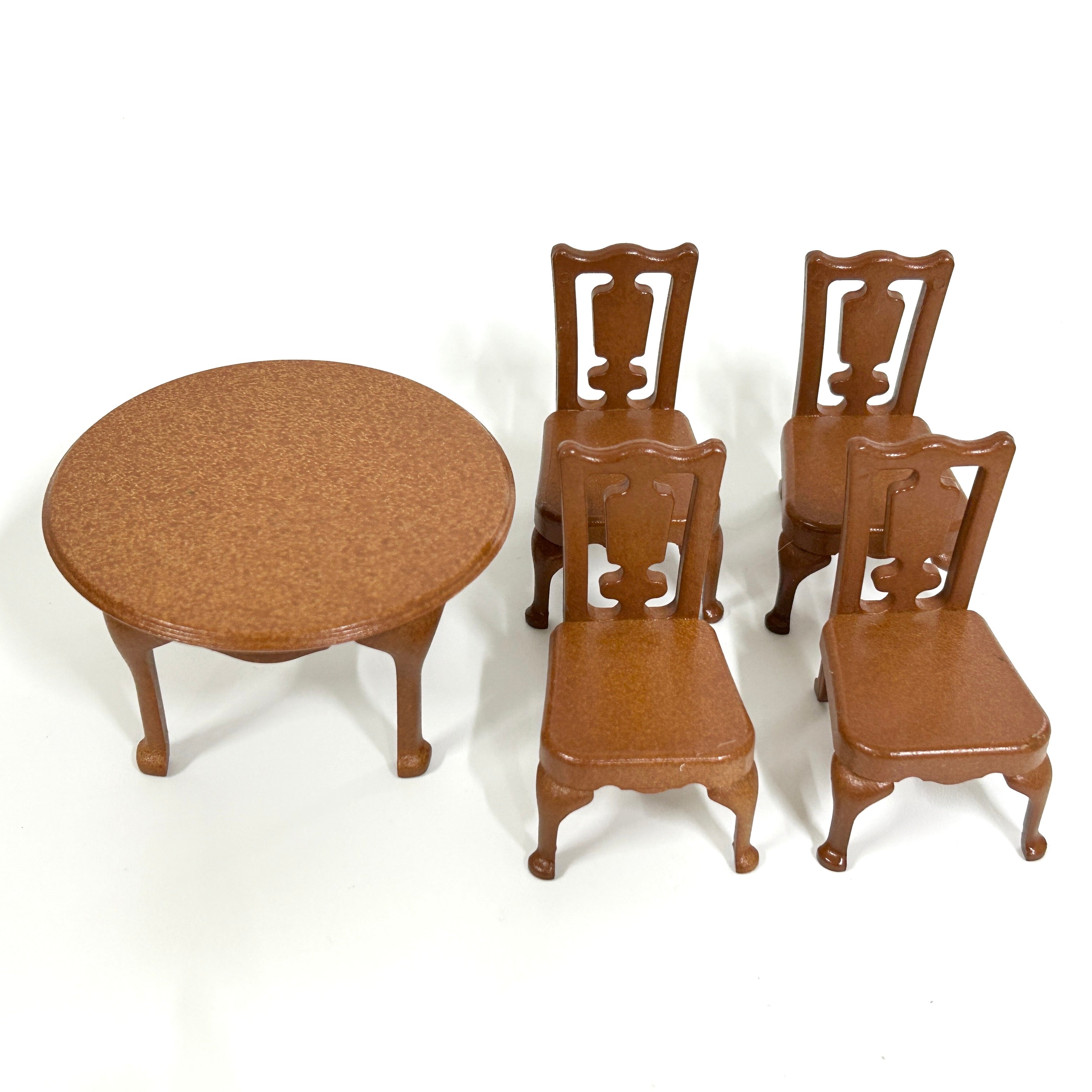 [used] Vintage Urban Life Brown Round Table Set 1987 A-01 Sylvanian Families Calico Critters