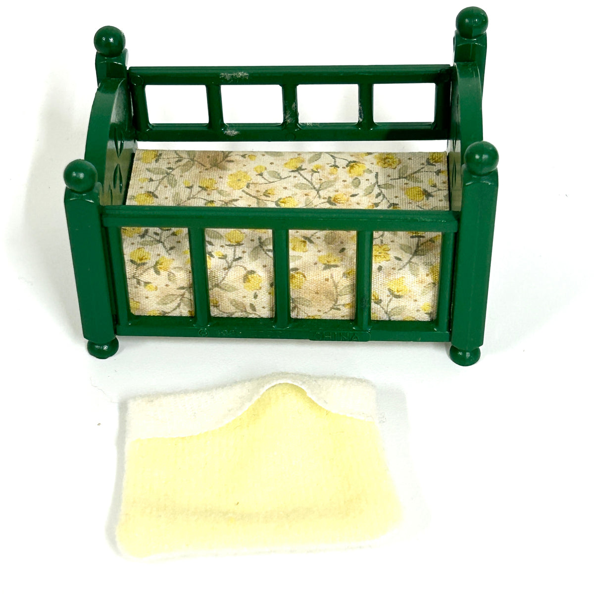 [used] Vintage Green Baby Bed 1985 KA-26 Sylvanian Families Calico Critters