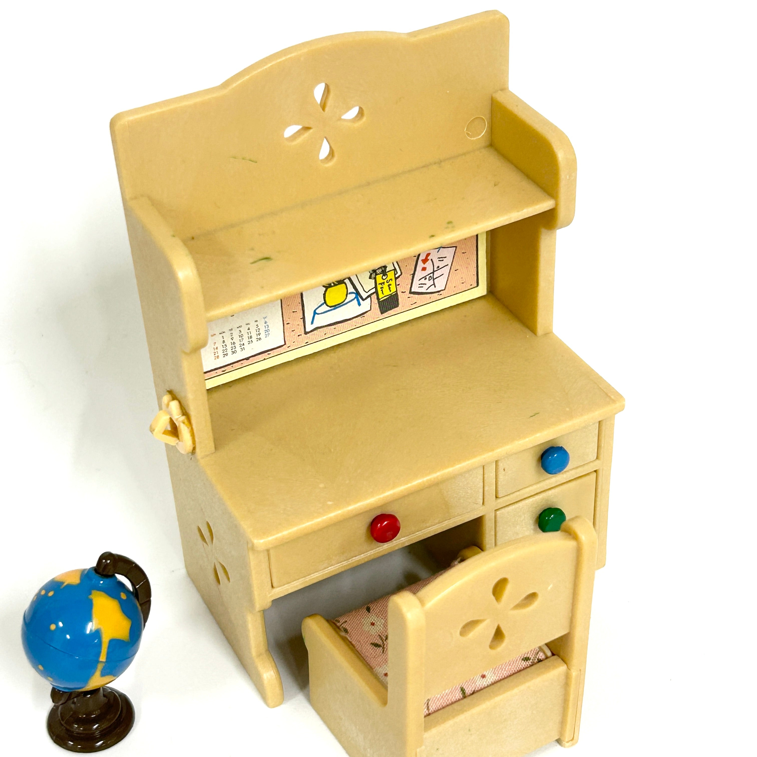 [used] Vintage Study Desk Set 1995 KA-68 Sylvanian Families Calico Critters