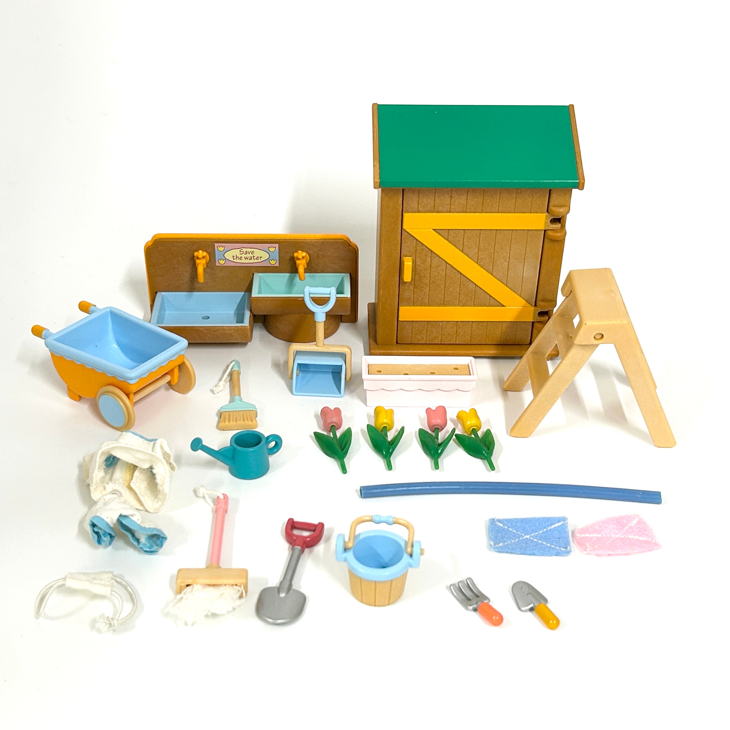 [used] Vintage School Clean Up Set 1999 S-12 Sylvanian Families Calico Critters