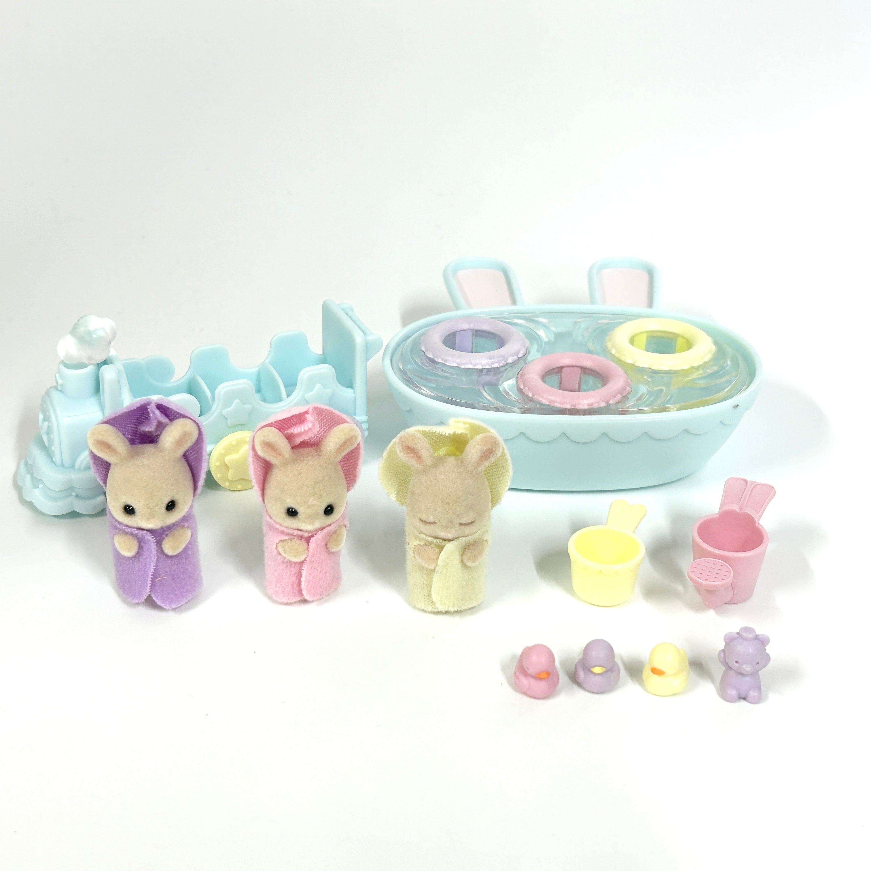 [used] Milk Rabbit Triplets Bathtime Set 2022 DF-22 Sylvanian Families Calico Critters