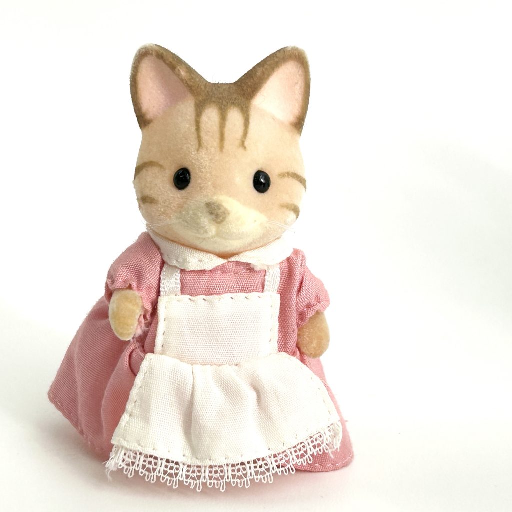[used] Pink Striped Cat Girl Sylvanian Families Calico Critters
