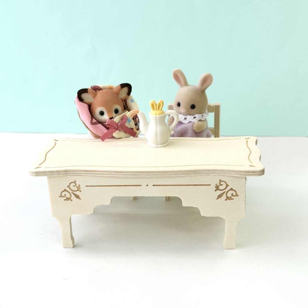 Wooden Miniature Table Set White Natural Kitchen