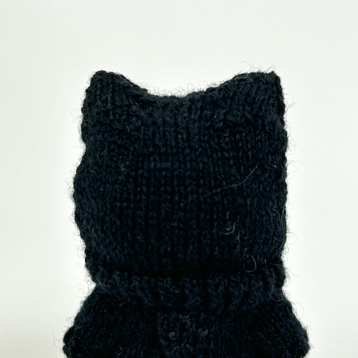 Hand-Knit Black Cat Hood Handmade