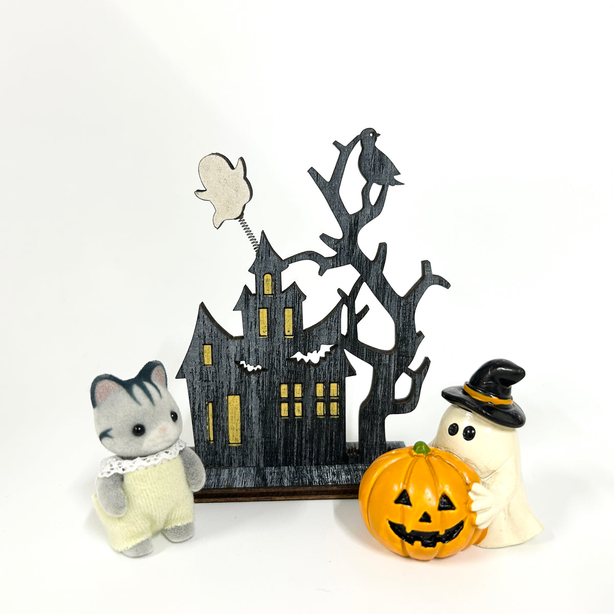Wood Halloween House Stand Ghost Seria