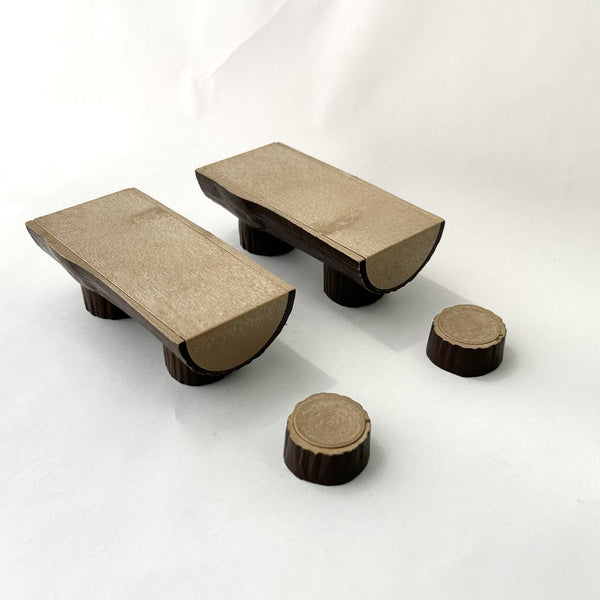 [Used] VINTAGE LOG TABLE CHAIRS SET Epoch Japan Sylvanian Families