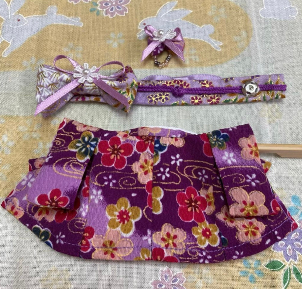 Kimono prune fleur de prunier pour mère fait main