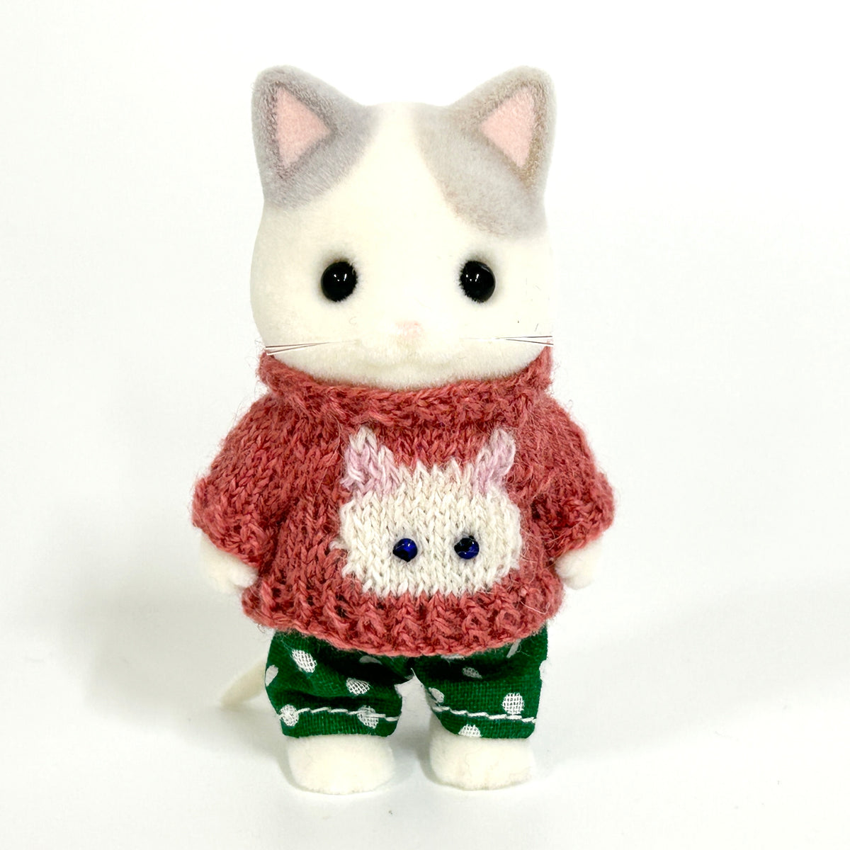 White Cat Sweater Handmade