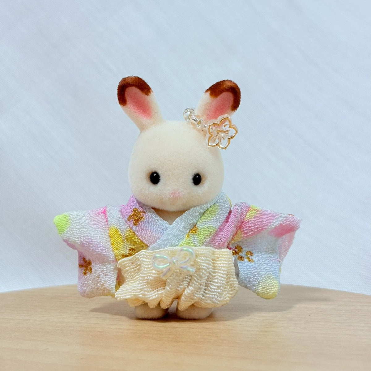 Baby Hakama 3-Piece Set Light blue kimono with pale orange hakama
 Handmade