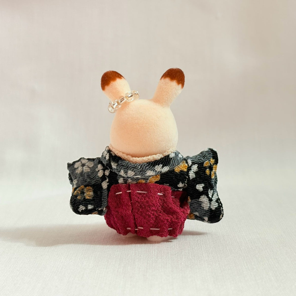 Baby Hakama 3-Piece Set Black Kimono with Red Hakama Handmade