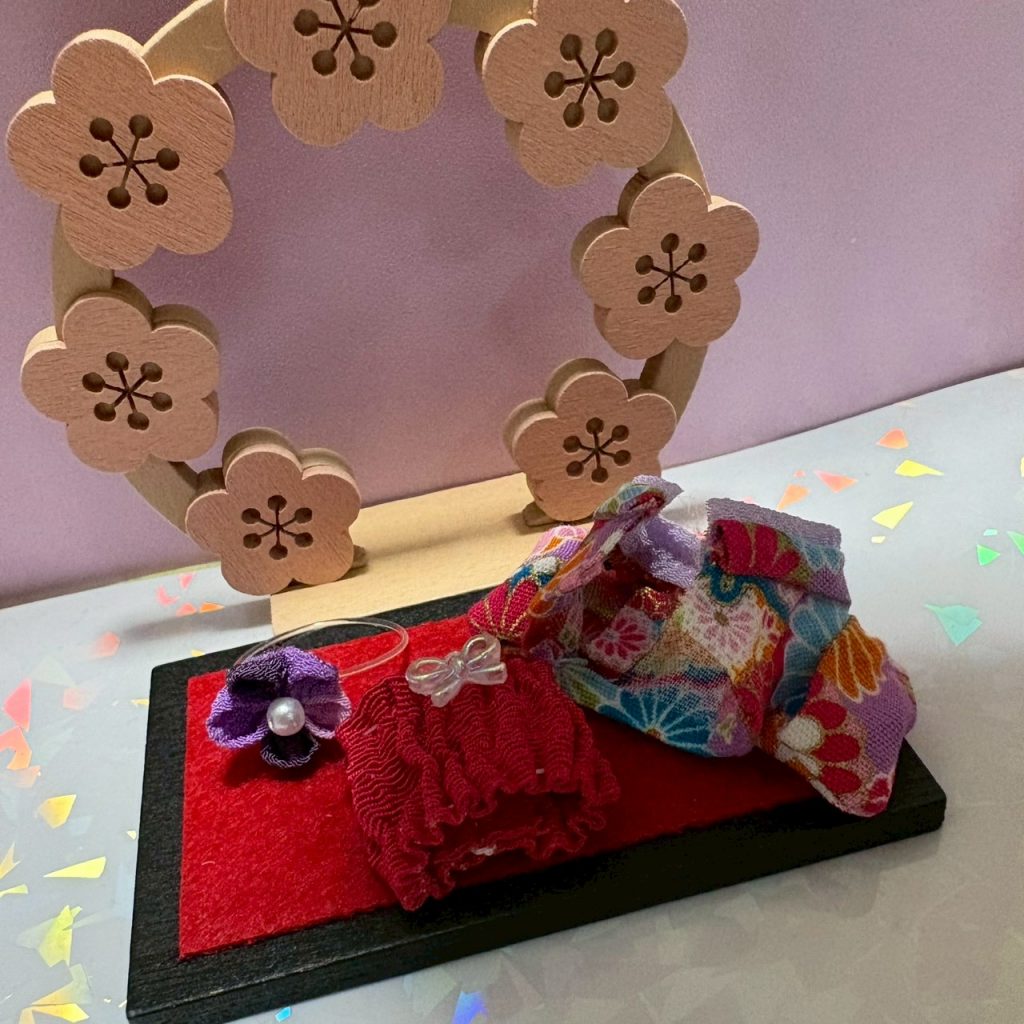 Ensemble Hakama Bébé 3 Pièces Violet Fait Main