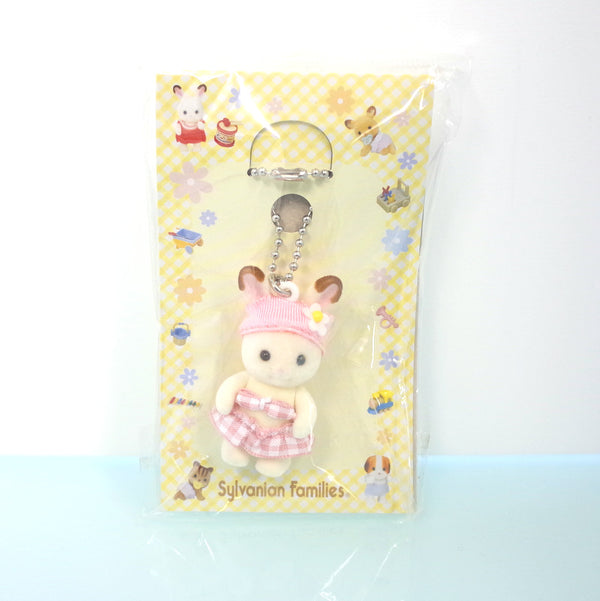 CHOCOLATE RABBIT KEY CHAIN PINK SWIMSUIT Epoch Calico  Sylvanian Families