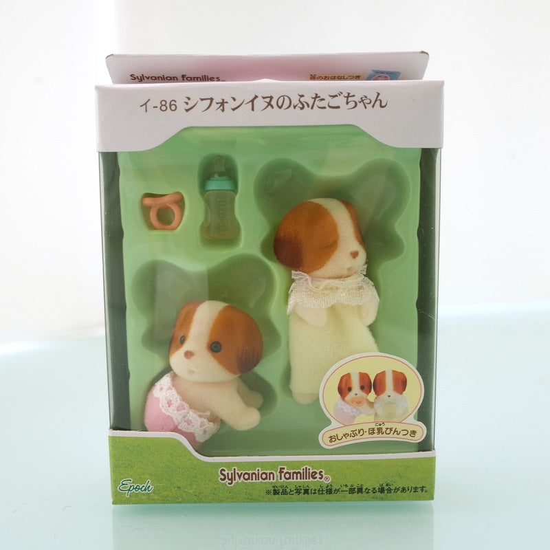 CHIFFON DOG TWINS SLEEPING Epoch Japan I-86 Sylvanian Families