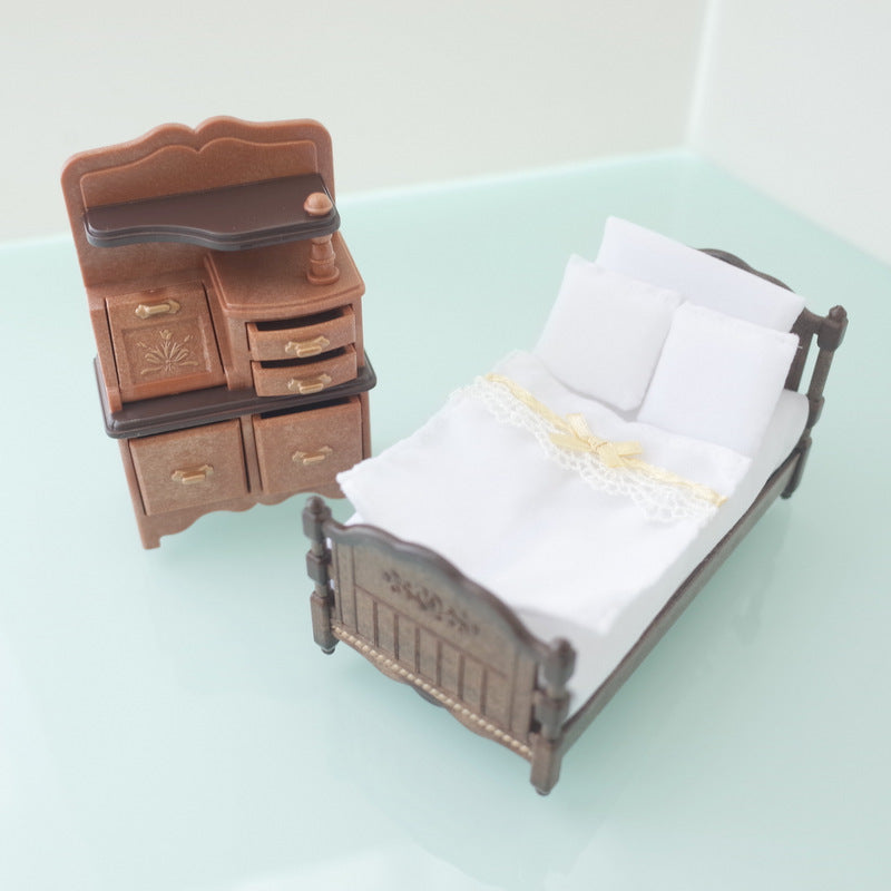 CLASSIC BROWN BED CHEST SET 14193 Japan Sylvanian Families